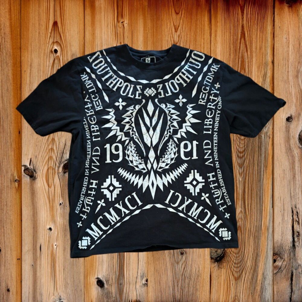 Retro Southpole Mirror Image Shirt Men Size 3XLB Grunge Tattoo Y2K Streetwear